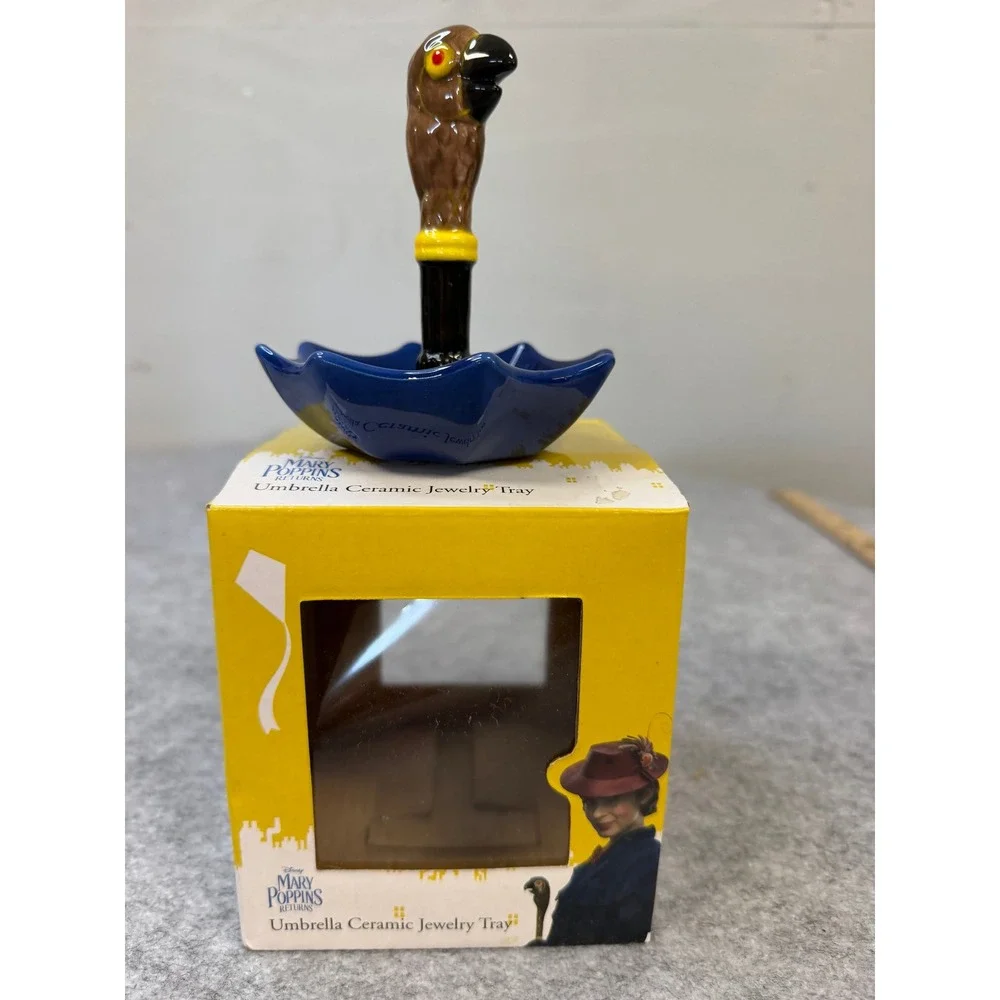 Disney Mary Poppins Returns Umbrella Ceramic Jewelry Tray Parrot Head Handle